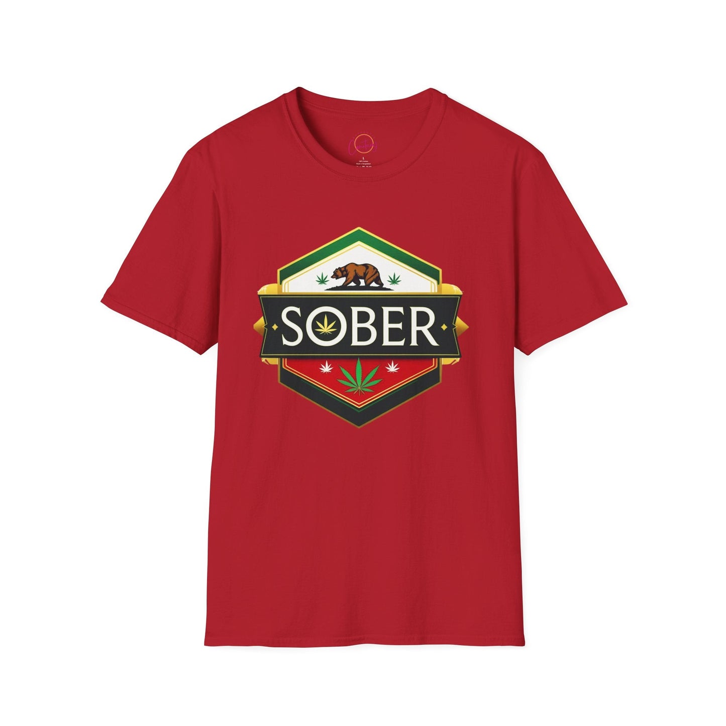 California Sober Shirt – Weed Leaf Design | Funny Cannabis Recovery Tee - S / Cherry Red - T-Shirt