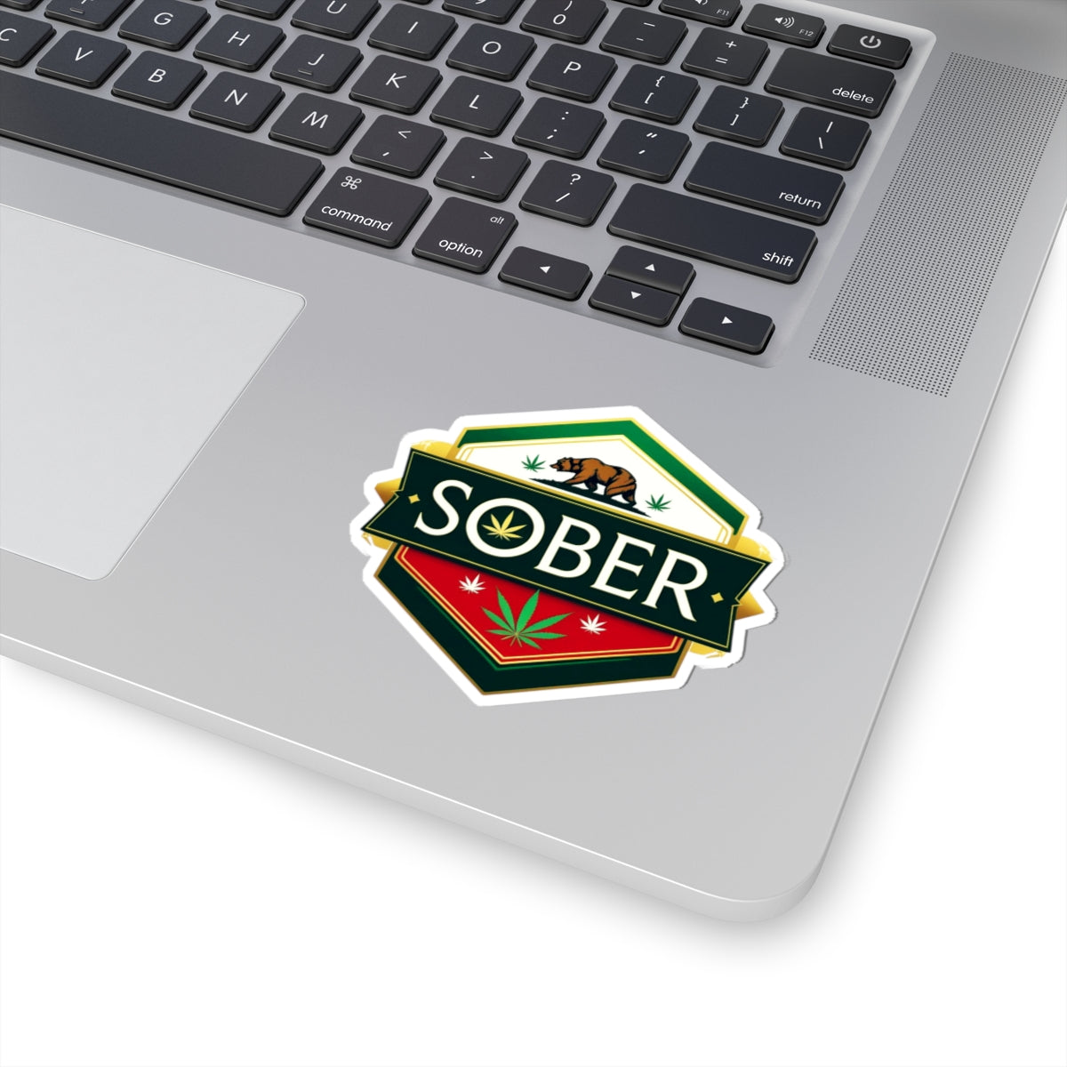 California Sober Sticker – Funny Weed Leaf Sobriety Decal | Kiss-Cut Vinyl - 3’’ × 3’’ / White - Paper products