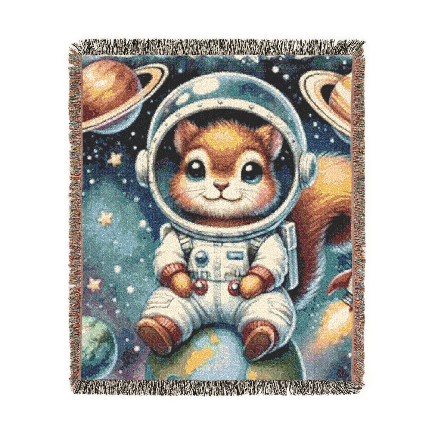 Cosmic Kitty – Woven Blanket Artwork / 60’’ × 50’’ Home Decor