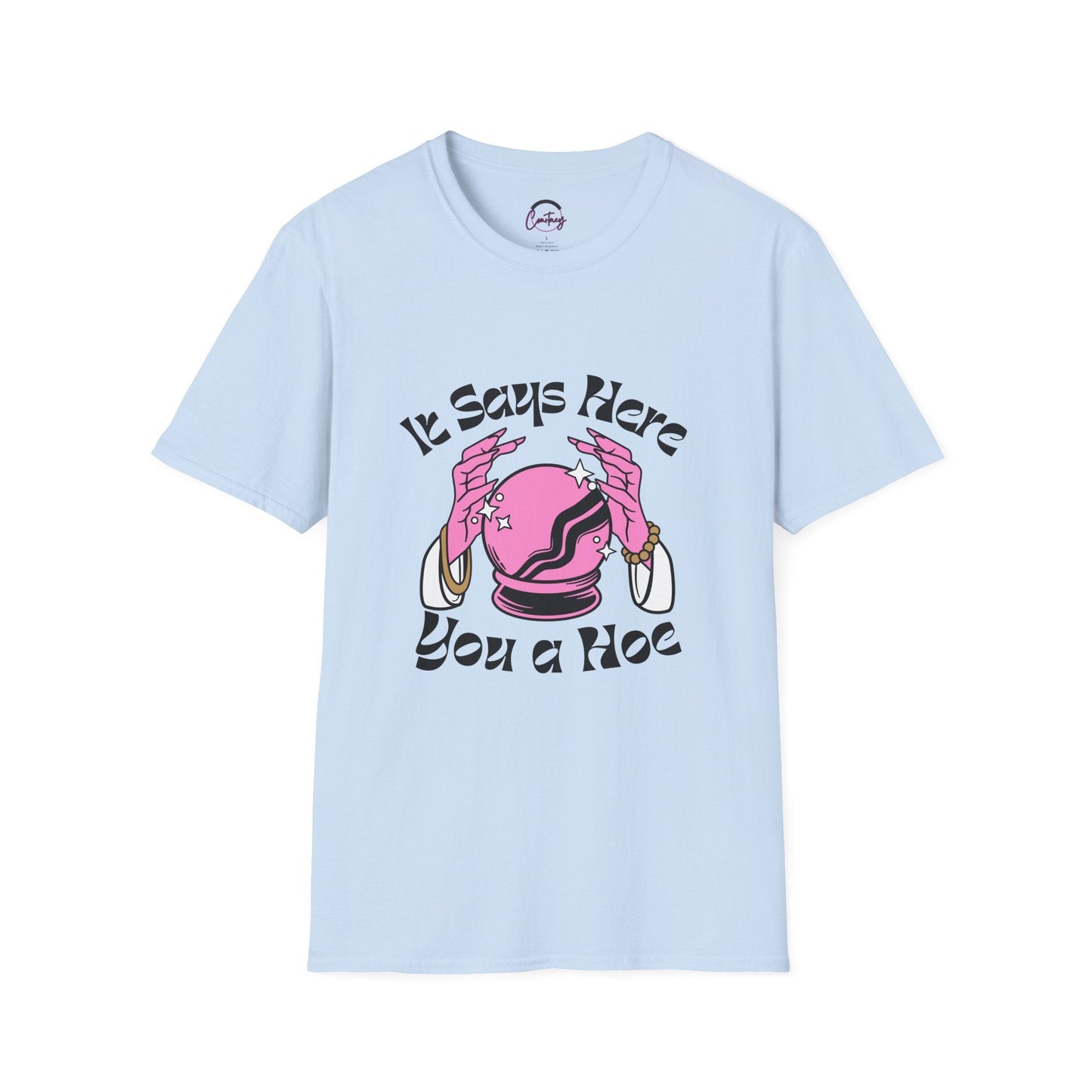 Crystal Ball ’You a Hoe’ Funny T-Shirt | Sassy Fortune Teller Tee - S / Light Blue - T-Shirt