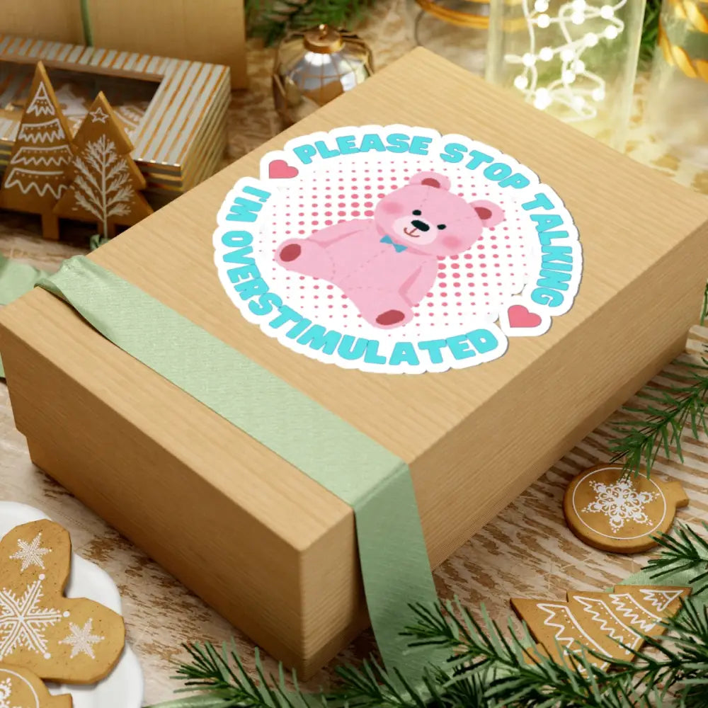 Cute Overstimulated Bear Kiss-Cut Stickers - Perfect for Laptops & Journals - Paper products
