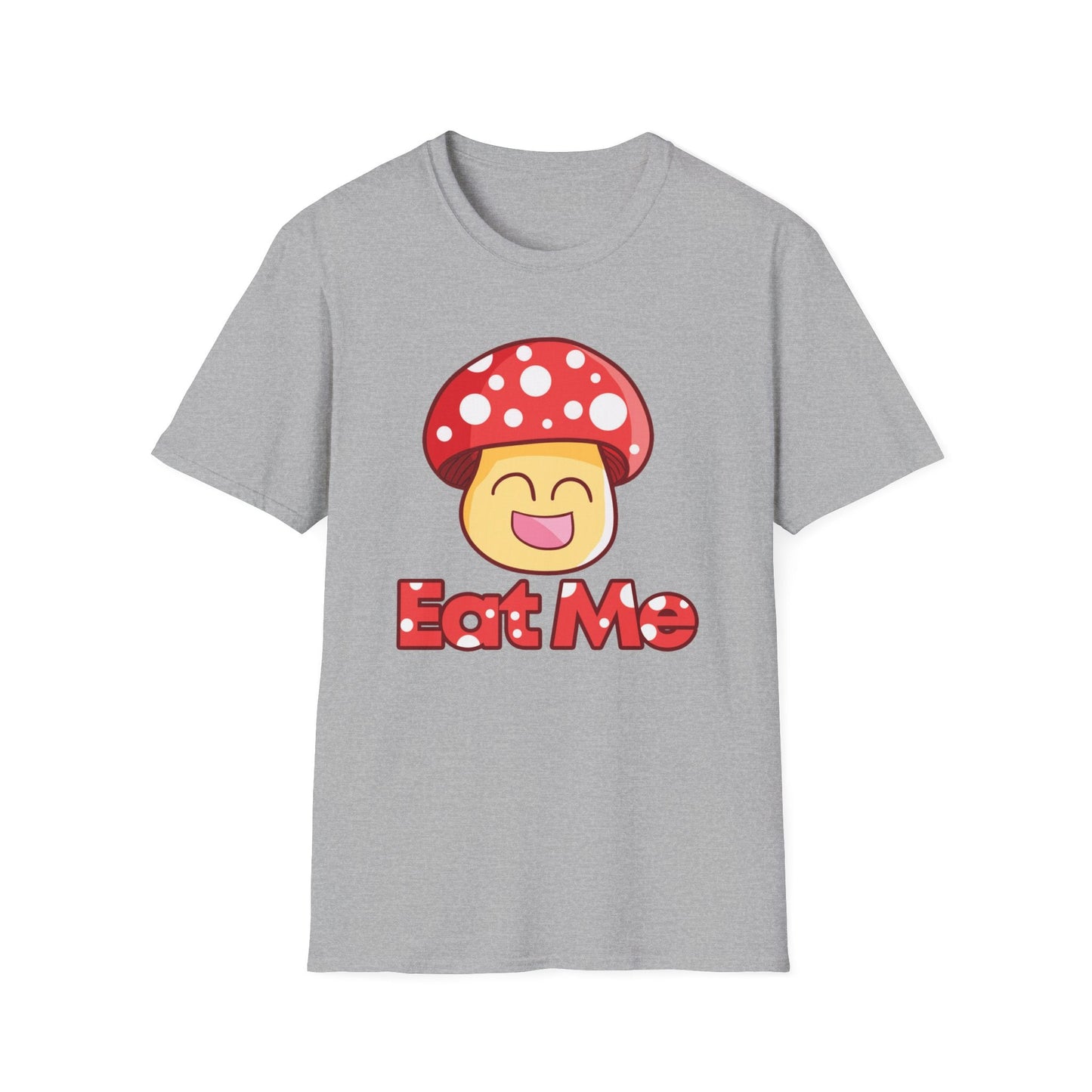 ’Eat Me’ Magic Mushroom T-Shirt – Bold Trippy and Fun - Sport Grey / S - T-Shirt