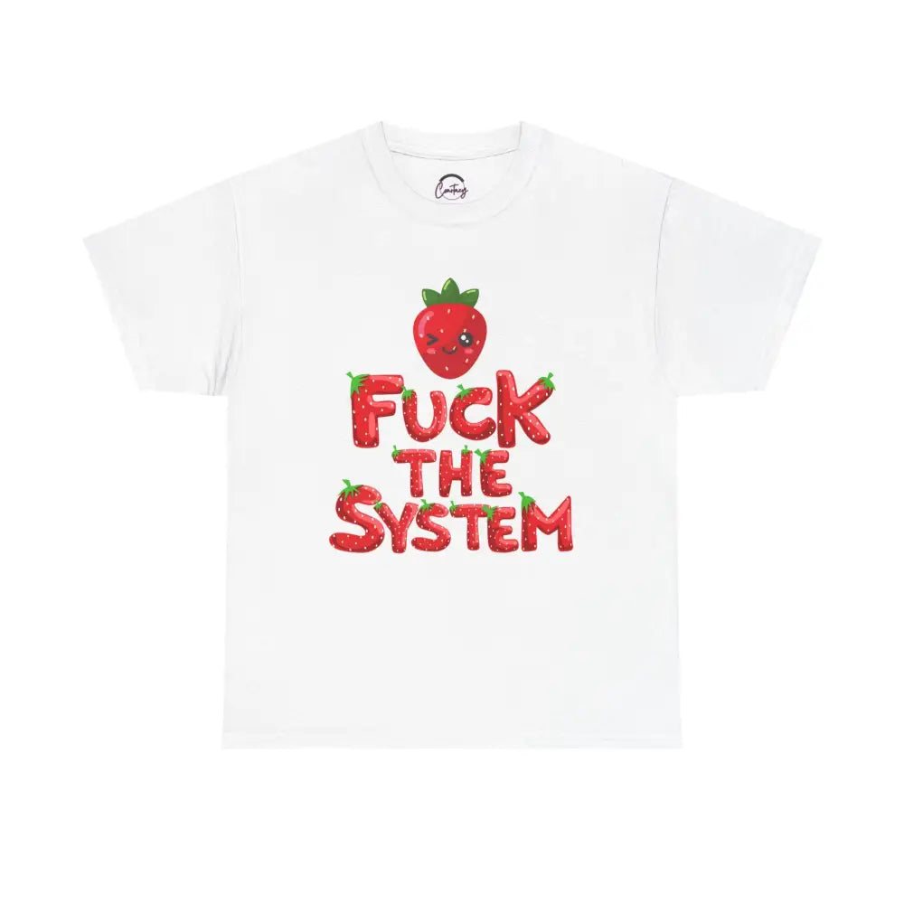 Fuck the System Strawberry Tshirt - White / S - T-Shirt
