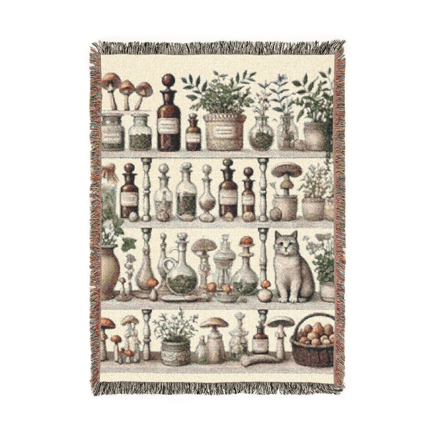 Herbal Apothecary – Woven Blanket Artwork / 52’’ × 37’’ Home Decor
