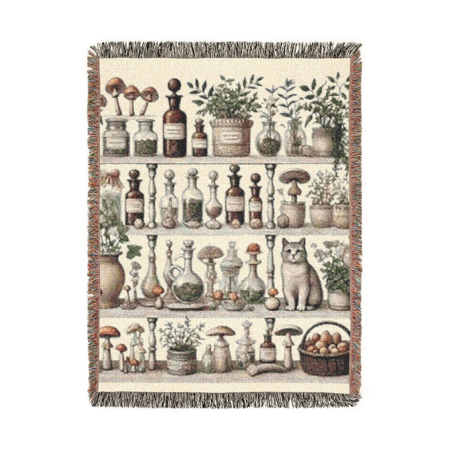 Herbal Apothecary – Woven Blanket Artwork / 80’’ × 60’’ Home Decor