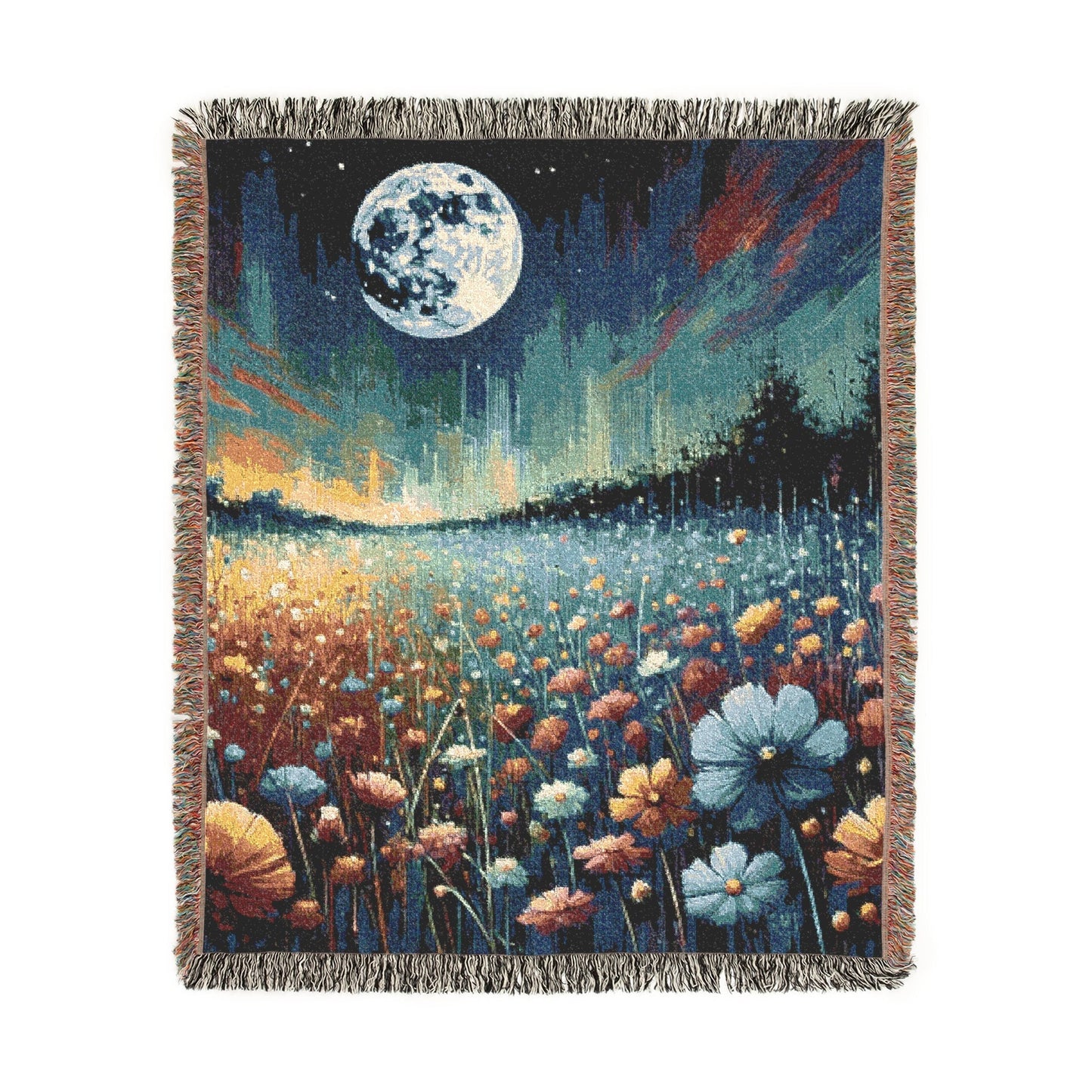 Lunar Garden – Woven Blanket for Stargazers Artwork / 60’’ × 50’’ Home Decor