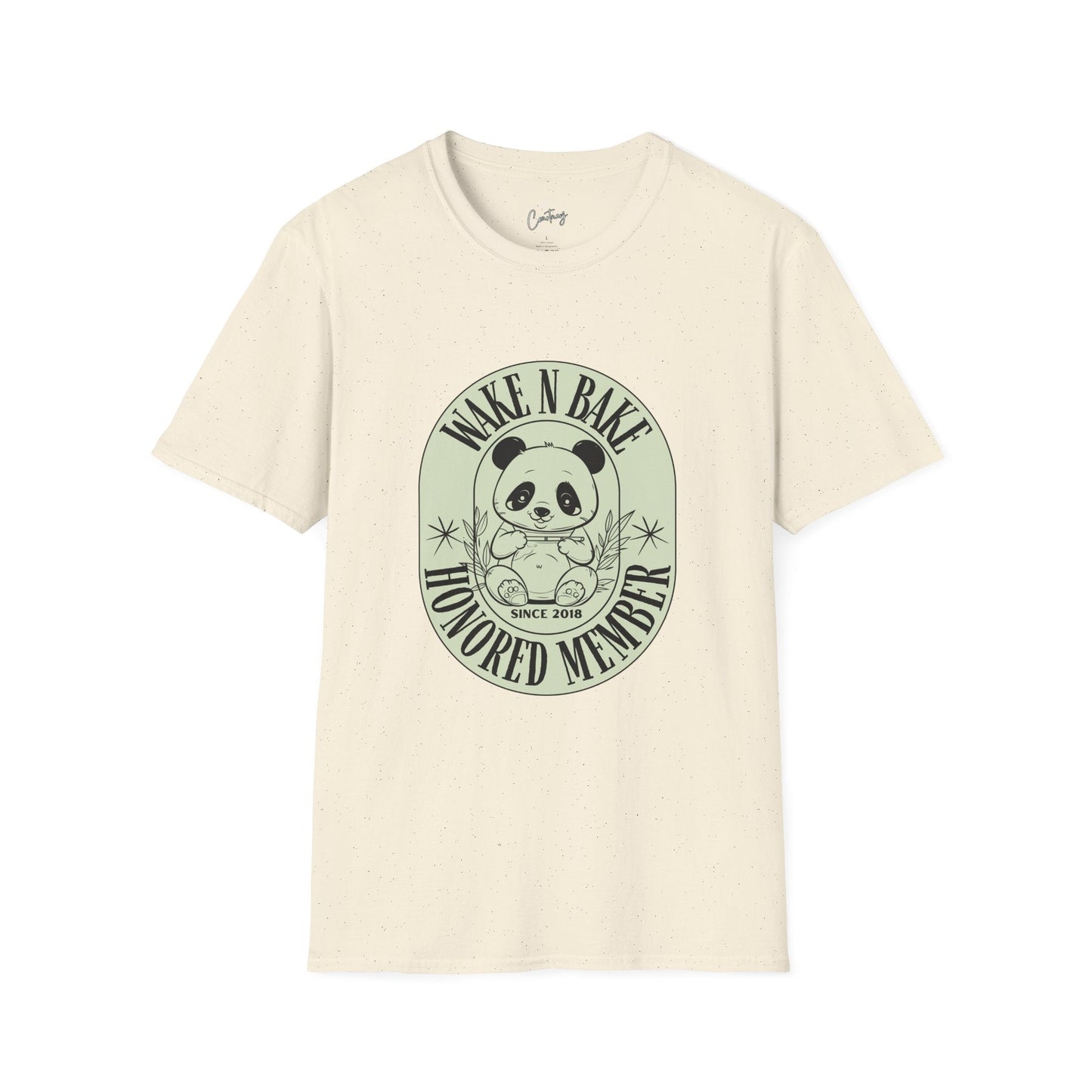 Panda Bear ’Wake and Bake’ Honored Member T-shirt | Funny Cannabis Shirt | Cool Panda Design Tee | Stoner Apparel - S