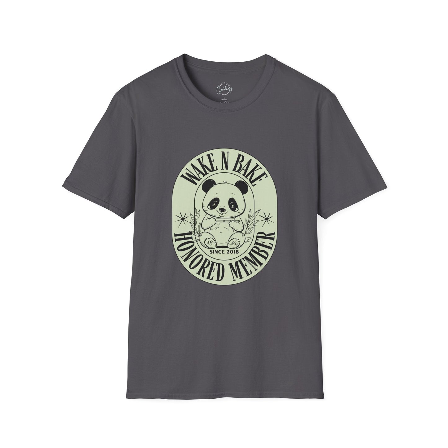 Panda Bear ’Wake and Bake’ Honored Member T-shirt | Funny Cannabis Shirt | Cool Panda Design Tee | Stoner Apparel - XS