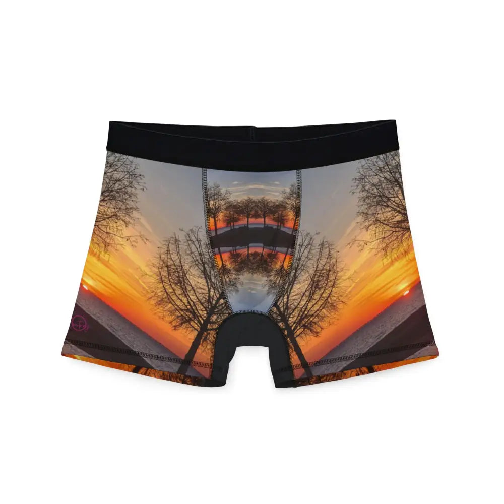’Pontchartrain Glow’ Men’s Boxers: Capture the Magic of a Louisiana Sunset Right in Your Pants - S / Black stitching