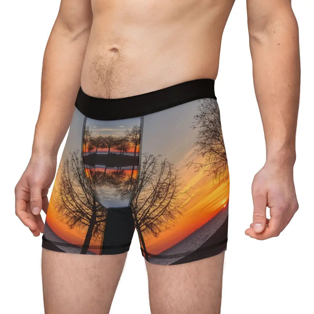’Pontchartrain Glow’ Men’s Boxers: Capture the Magic of a Louisiana Sunset Right in Your Pants - All Over Prints