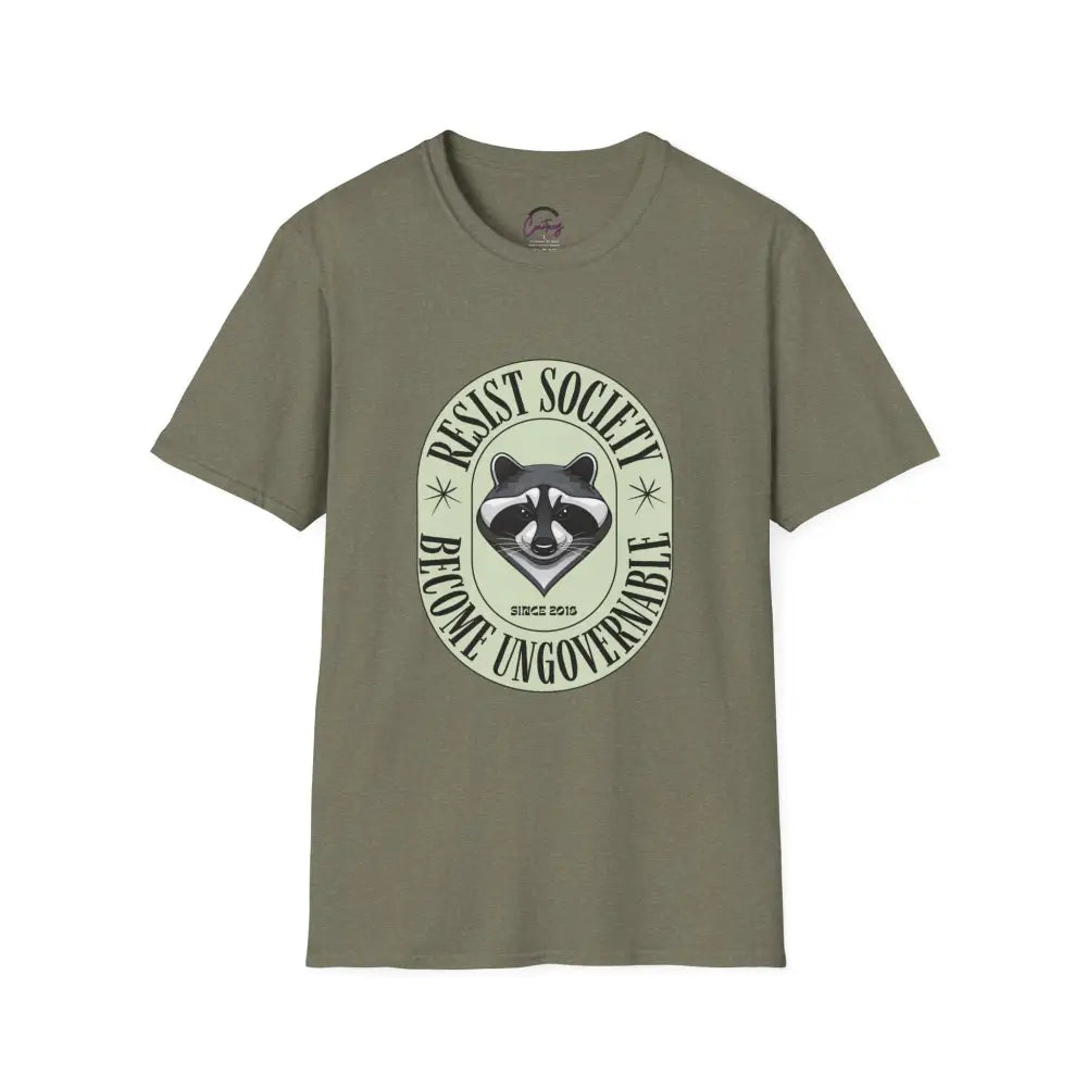 Resist Society Become Ungovernable Funny Raccoon T-shirt | Rebellious Raccoon Design | Cool Bold Protest Shirt | Unique