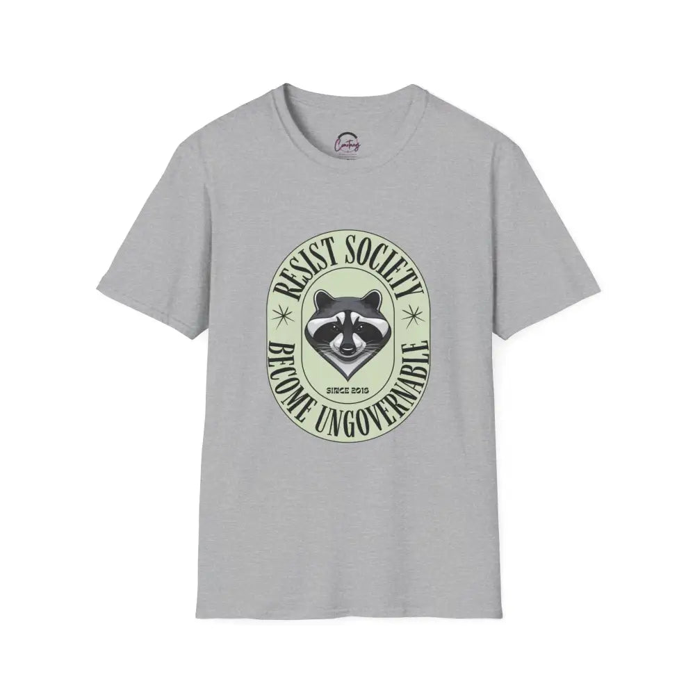 Resist Society Become Ungovernable Funny Raccoon T-shirt | Rebellious Raccoon Design | Cool Bold Protest Shirt | Unique