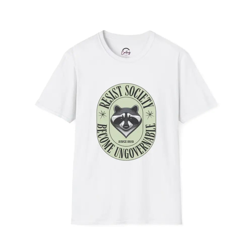 Resist Society Become Ungovernable Funny Raccoon T-shirt | Rebellious Raccoon Design | Cool Bold Protest Shirt | Unique