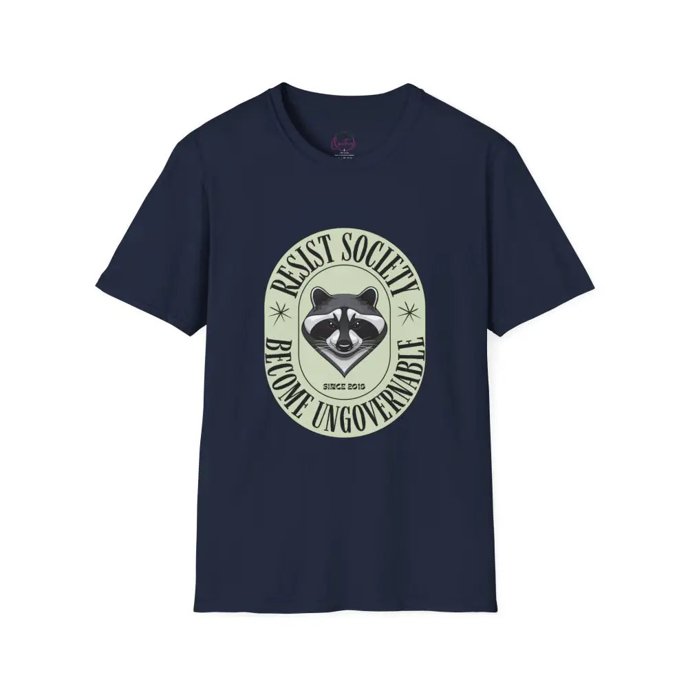 Resist Society Become Ungovernable Funny Raccoon T-shirt | Rebellious Raccoon Design | Cool Bold Protest Shirt | Unique