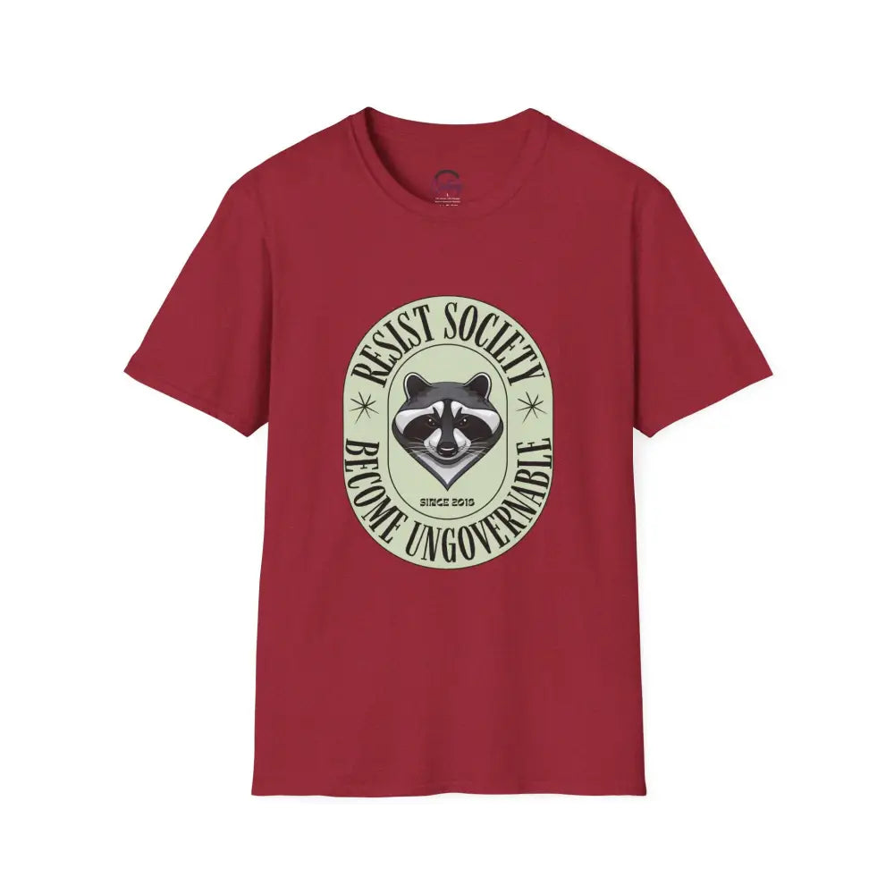 Resist Society Become Ungovernable Funny Raccoon T-shirt | Rebellious Raccoon Design | Cool Bold Protest Shirt | Unique