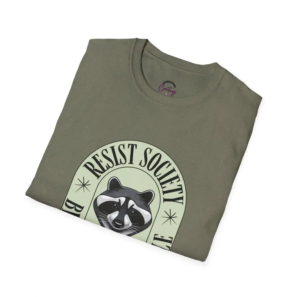 Resist Society Become Ungovernable Funny Raccoon T-shirt | Rebellious Raccoon Design | Cool Bold Protest Shirt | Unique