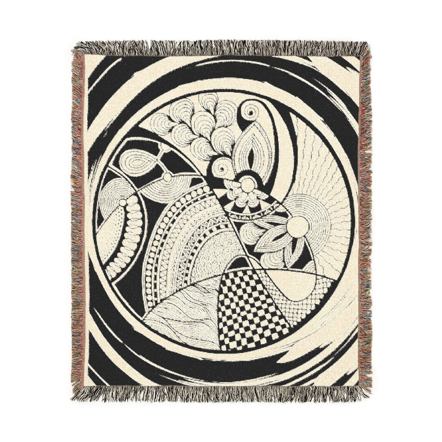 Sacred Lines – Woven Blanket Artwork / 60’’ × 50’’ Home Decor