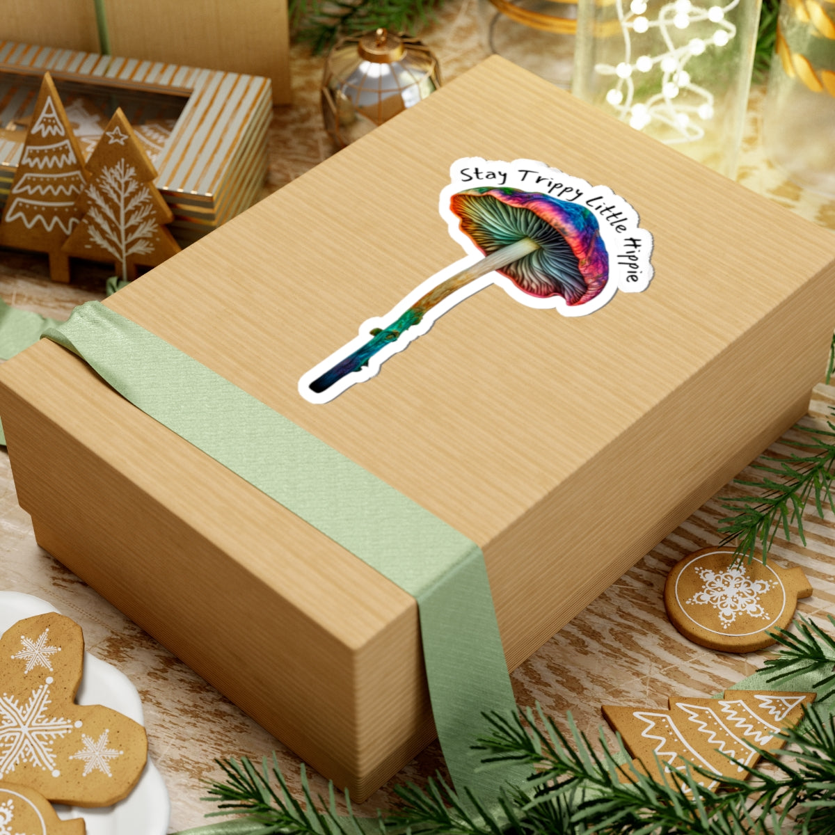 Stay Trippy Little Hippie Mushroom Sticker | Colorful Vinyl Stickers for Free Spirits | Perfect for Laptops Water