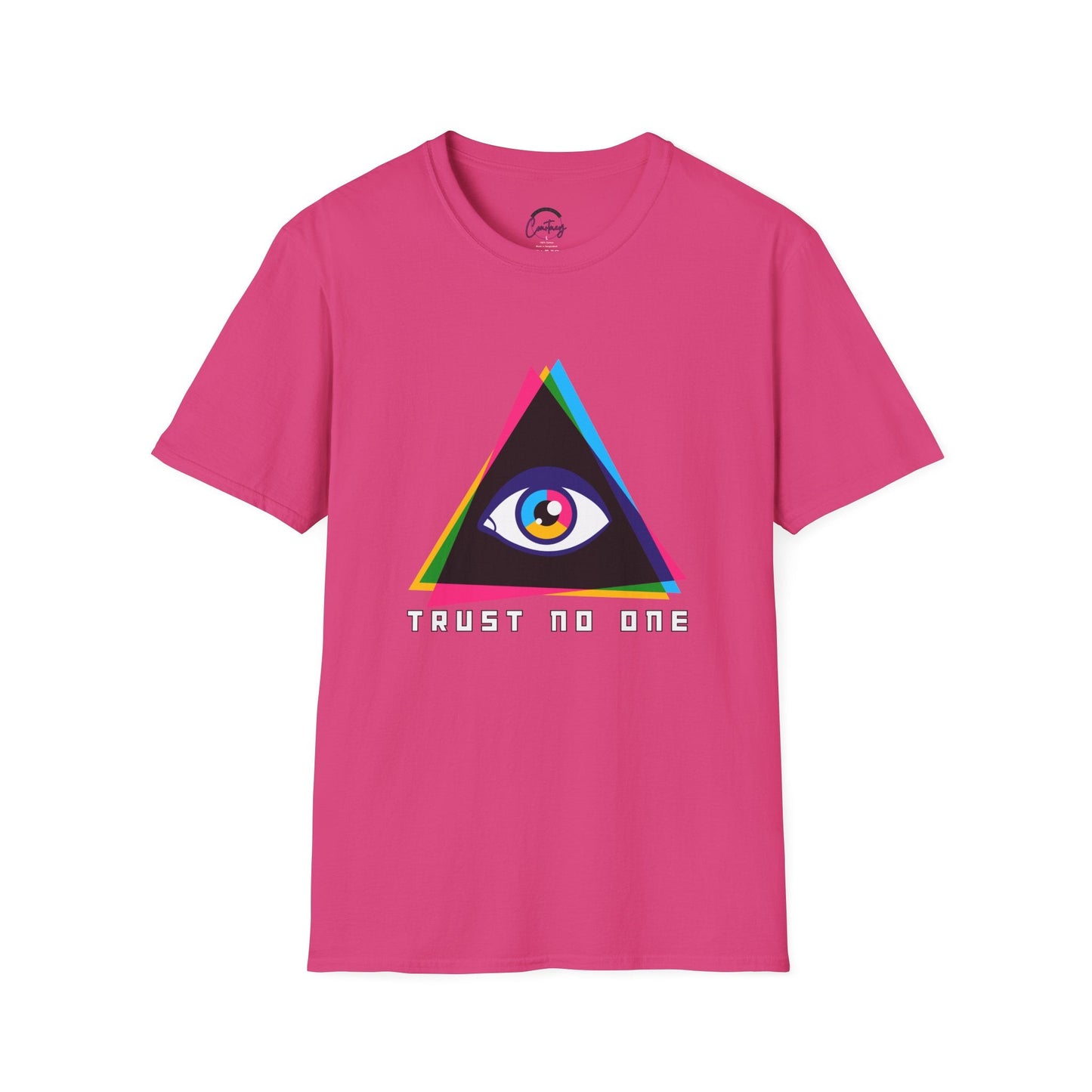 ’Trust No One’ Evil Eye Illuminati T-Shirt – Stand Out & Stay Mysterious - S / Heliconia - T-Shirt