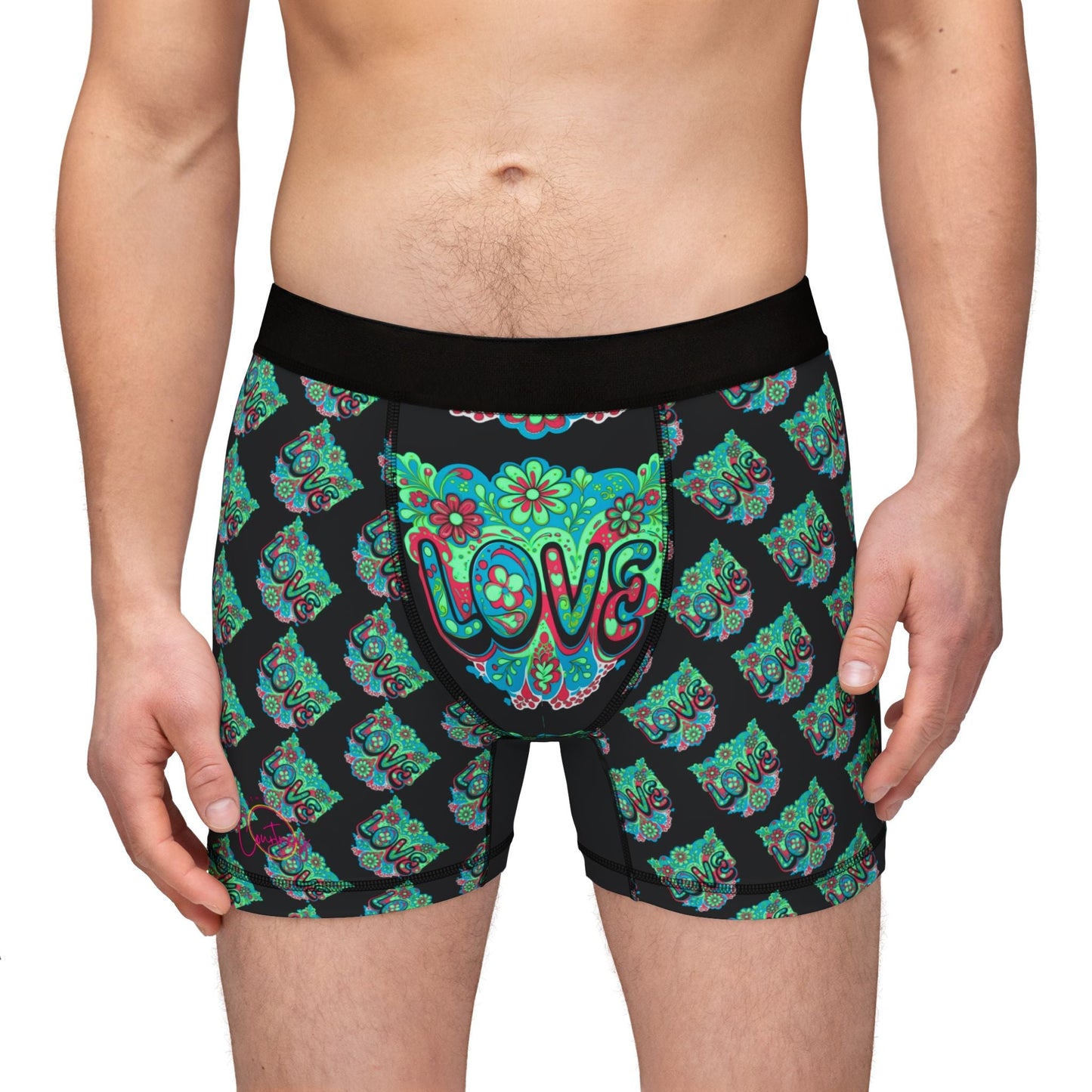 Turquoise Temple Love Boxer Briefs All Over Prints