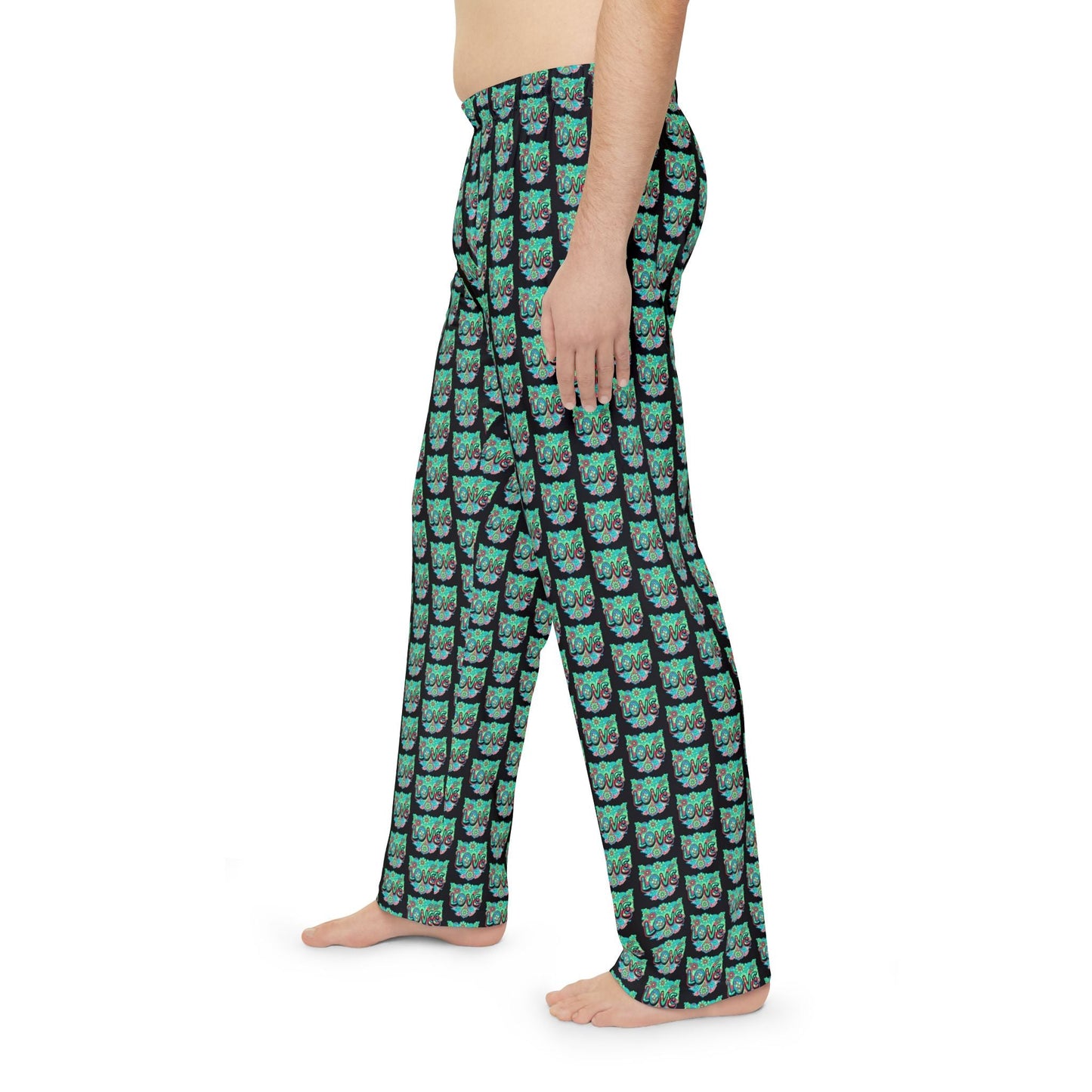 Turquoise Temple Love Lounge Pants All Over Prints