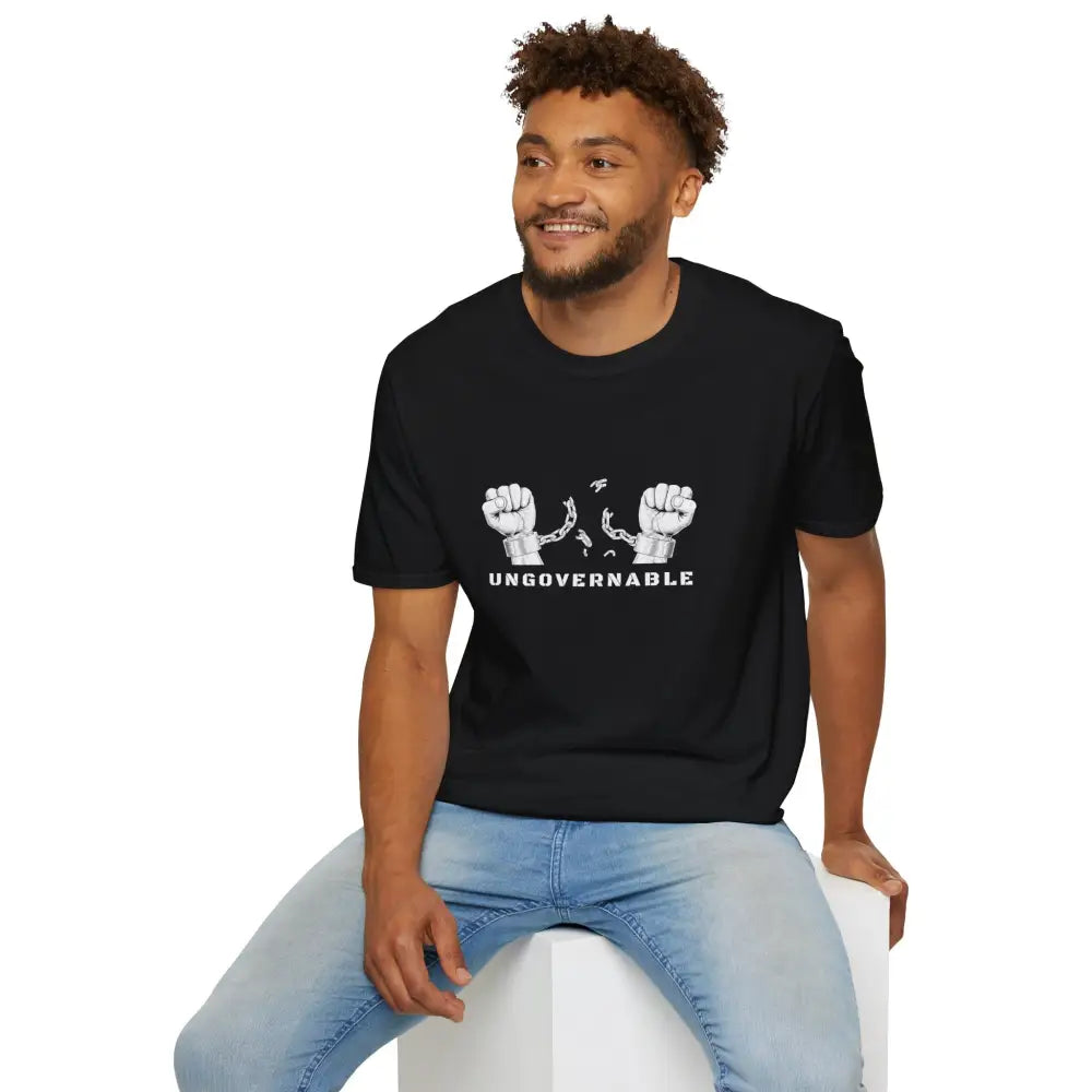 Ungovernable Handcuffs Breaking Free T-Shirt | Rebel Freedom Tee | Novelty Break the Chains Shirt - T-Shirt