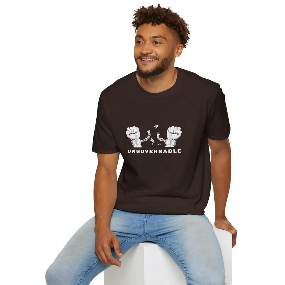 Ungovernable Handcuffs Breaking Free T-Shirt | Rebel Freedom Tee | Novelty Break the Chains Shirt - T-Shirt