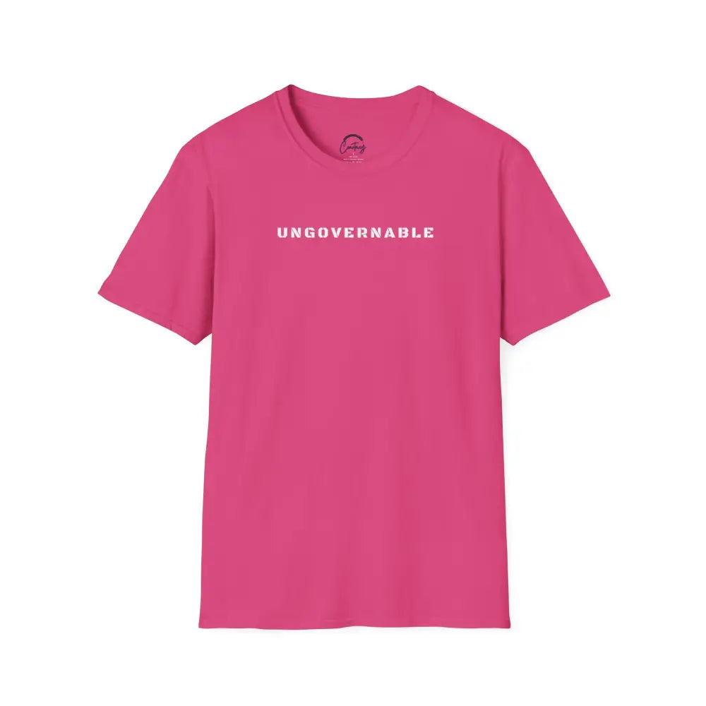 Ungovernable T-Shirt | Distressed Block Letters | Bold Statement Tee - S / Heliconia - T-Shirt