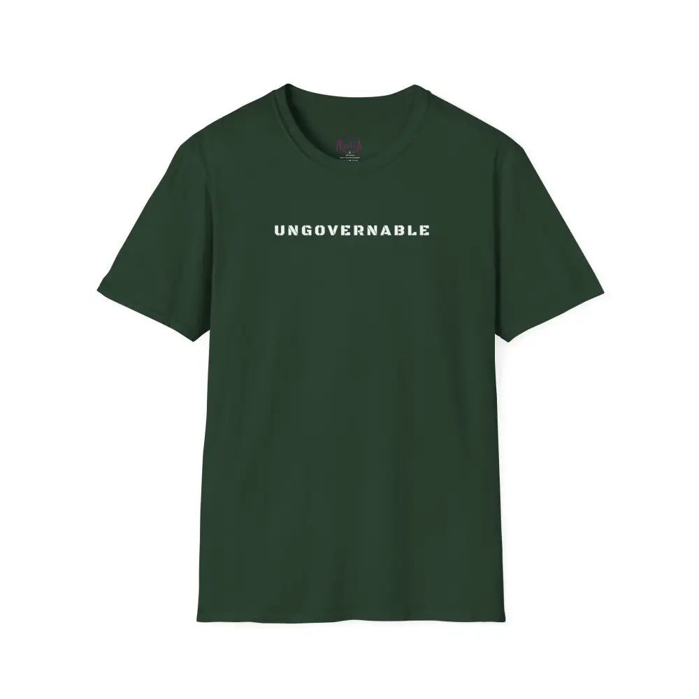 Ungovernable T-Shirt | Distressed Block Letters | Bold Statement Tee - S / Forest Green - T-Shirt