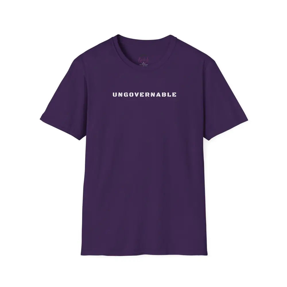 Ungovernable T-Shirt | Distressed Block Letters | Bold Statement Tee - S / Purple - T-Shirt