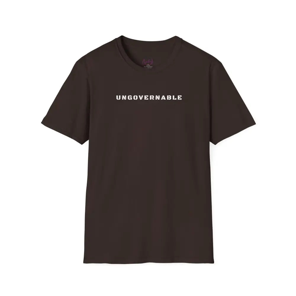 Ungovernable T-Shirt | Distressed Block Letters | Bold Statement Tee - S / Dark Chocolate - T-Shirt