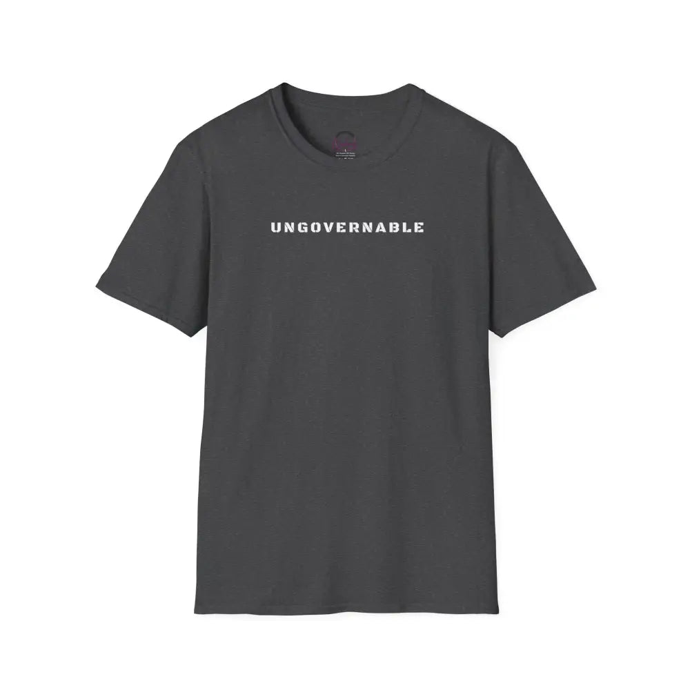 Ungovernable T-Shirt | Distressed Block Letters | Bold Statement Tee - XS / Dark Heather - T-Shirt