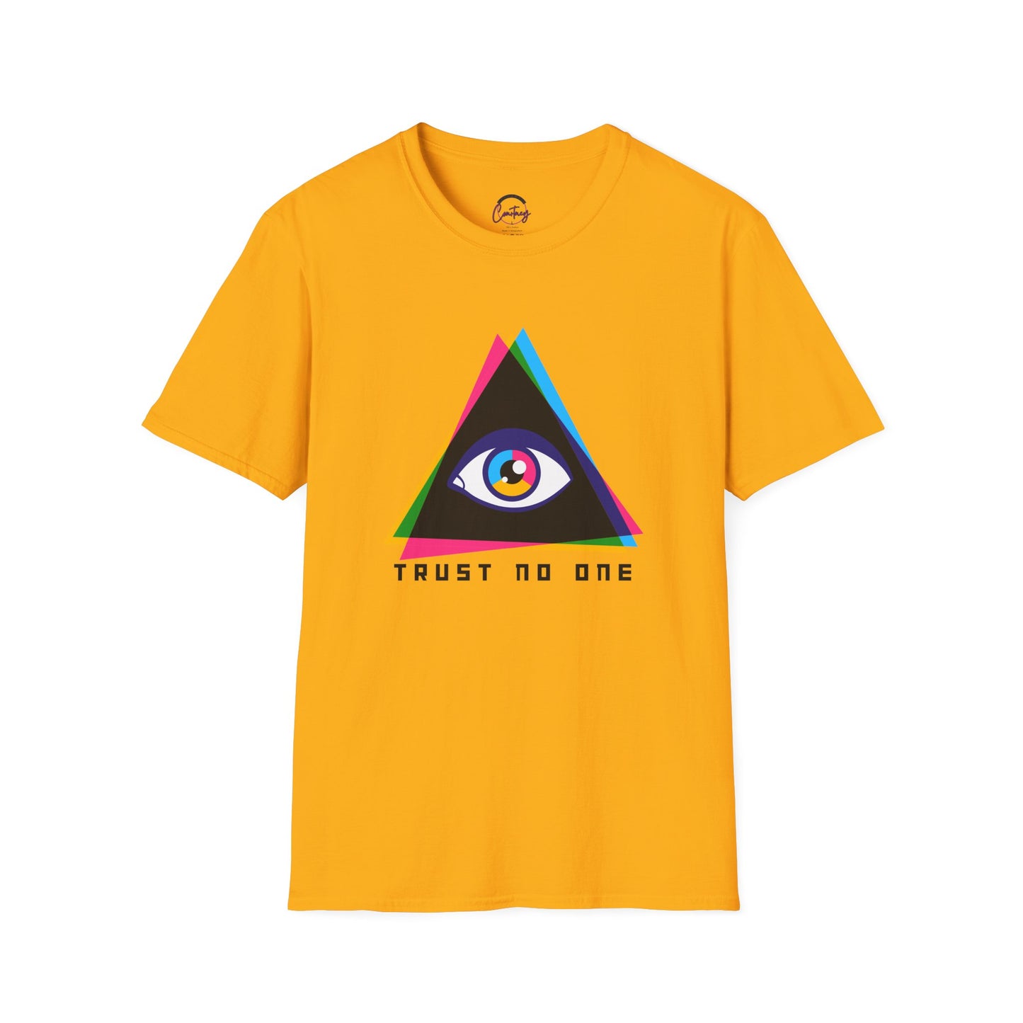 Trust No One Evil Eye Illuminati Novelty T-Shirt | Conspiracy Theory Shirt | Mystic Eye Tee - S / Gold - T-Shirt