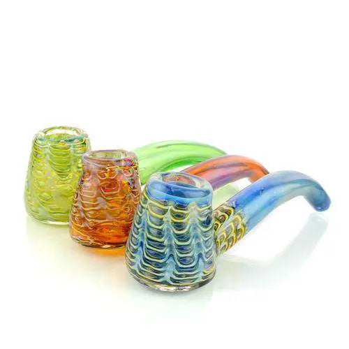 5’’ Glass Sherlock Hand Pipe w/ Spider Web Design - Dry Pipe