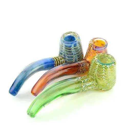5’’ Glass Sherlock Hand Pipe w/ Spider Web Design - Dry Pipe