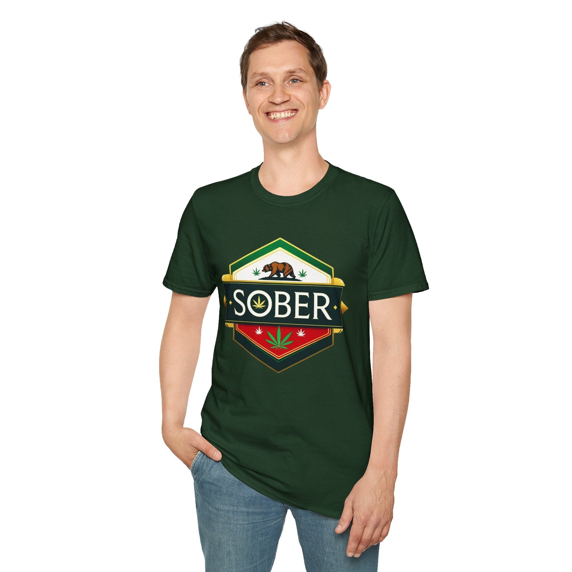 California Sober Shirt – Weed Leaf Design | Funny Cannabis Recovery Tee - T-Shirt