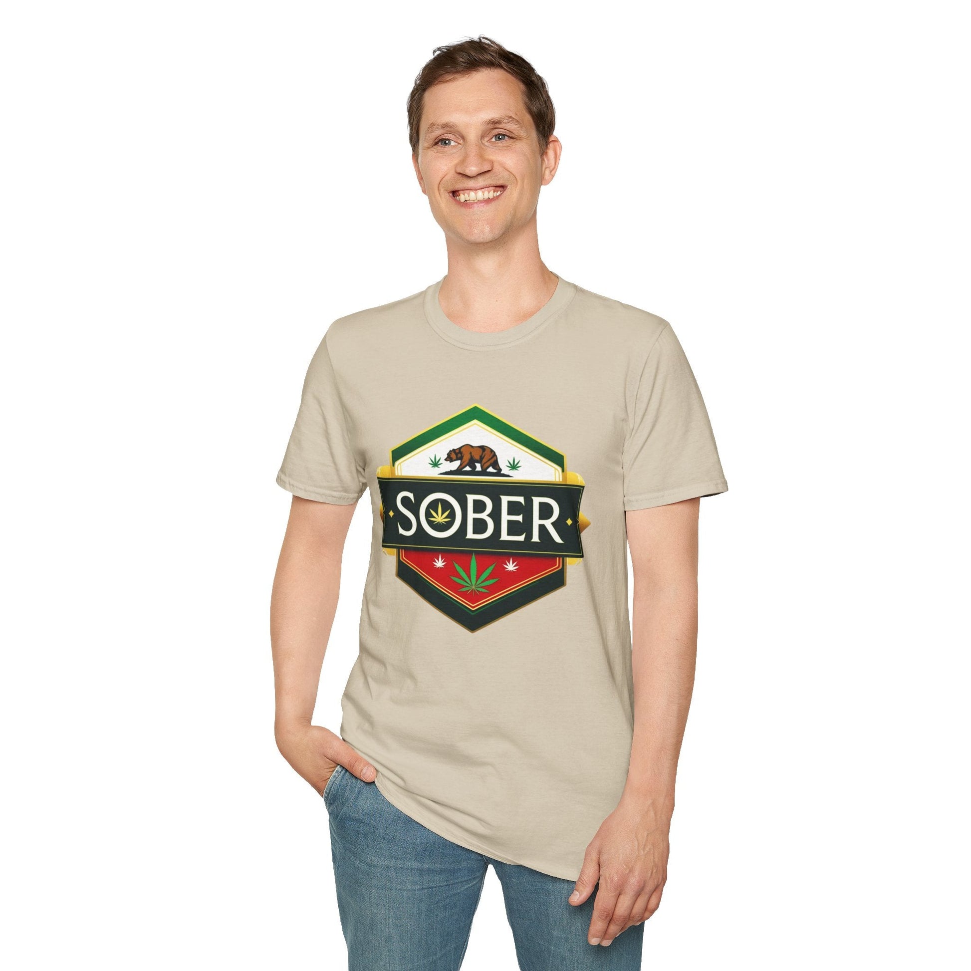 California Sober Shirt – Weed Leaf Design | Funny Cannabis Recovery Tee - T-Shirt