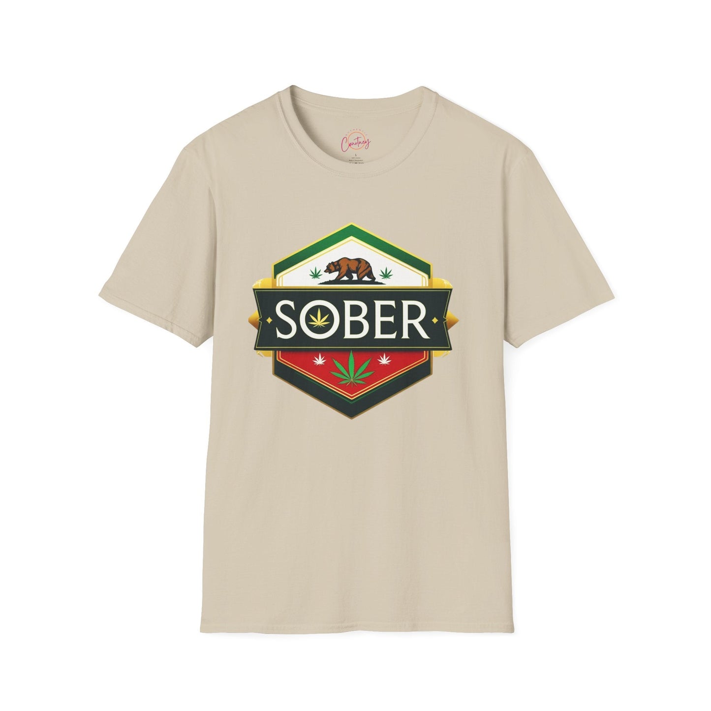 California Sober Shirt – Weed Leaf Design | Funny Cannabis Recovery Tee - S / Sand - T-Shirt