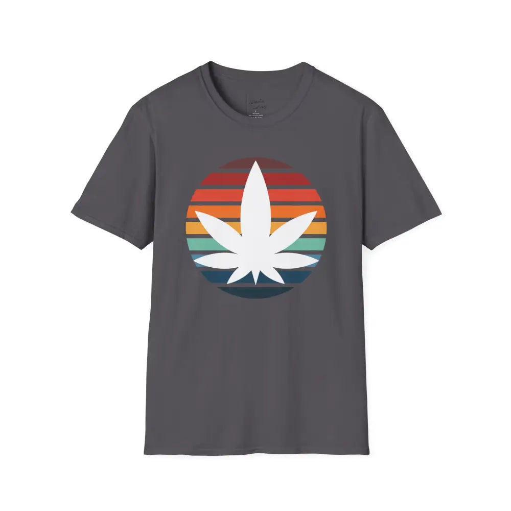 Cannabis Sun Shirt with Multicolored Sun Background - Charcoal / S - T-Shirt