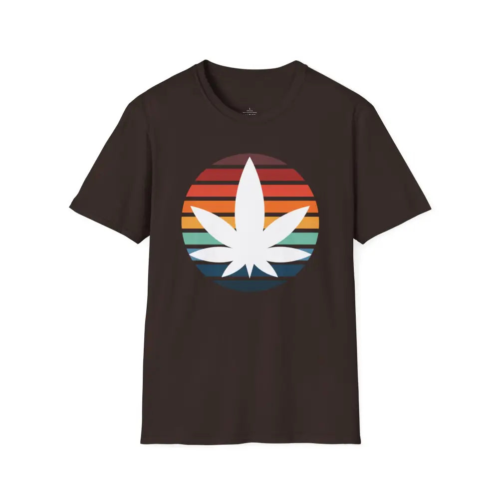 Cannabis Sun Shirt with Multicolored Sun Background - Dark Chocolate / S - T-Shirt