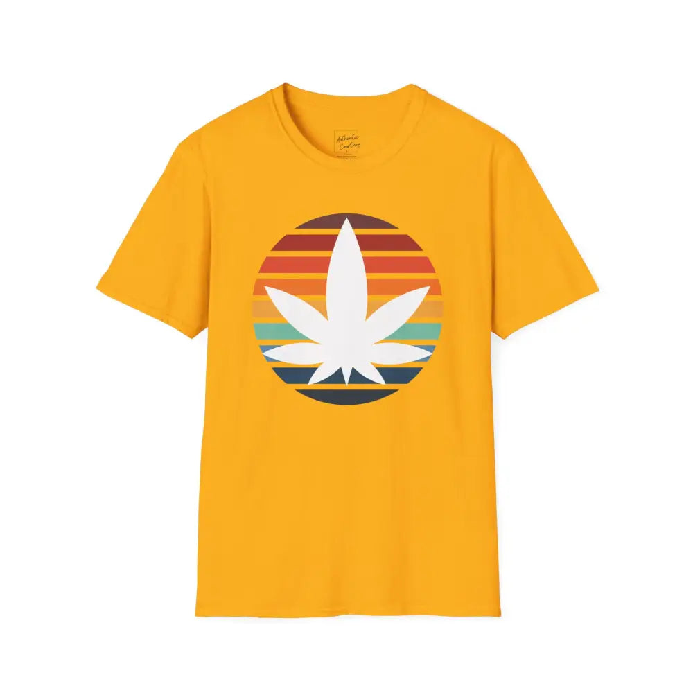 Cannabis Sun Shirt with Multicolored Sun Background - Gold / S - T-Shirt