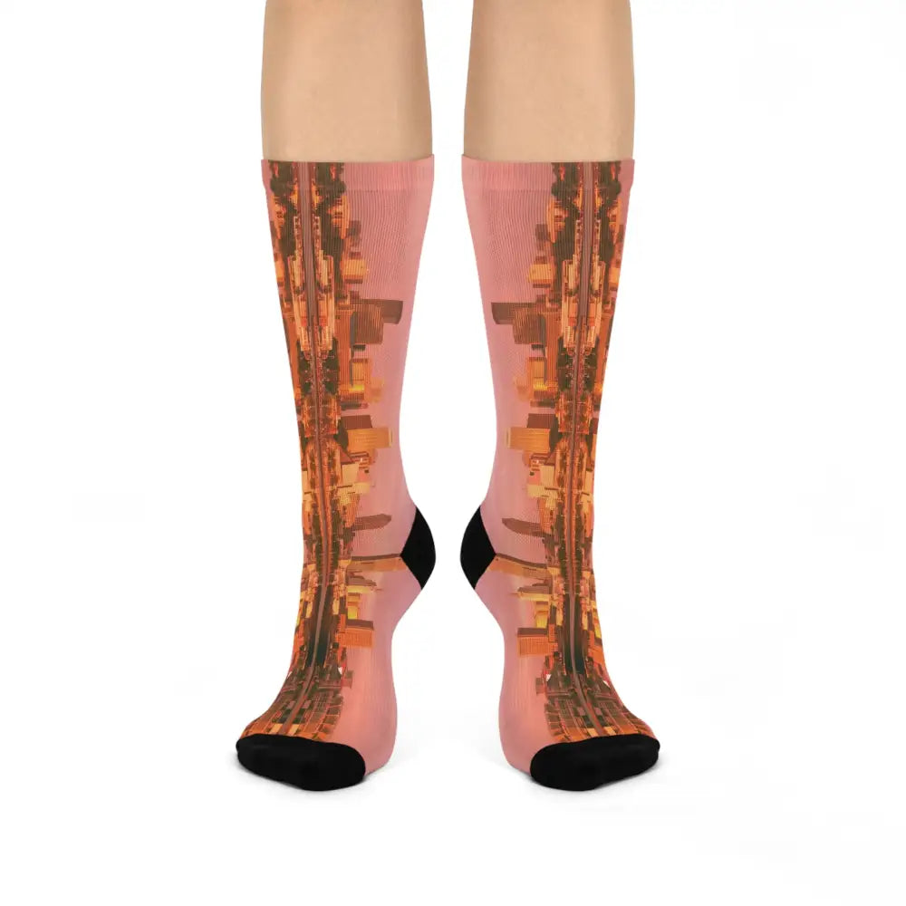 Cleveland Skyline Cushioned Crew Socks - White / One size / 3/4 Crew - All Over Prints