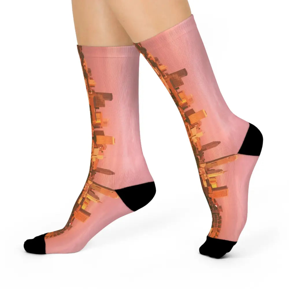Cleveland Skyline Cushioned Crew Socks - White / One size / 3/4 Crew - All Over Prints