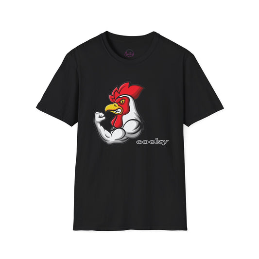 Cocky Rooster T-Shirt | Funny Bird Shirt | Farm Lover Gift | Confident Unisex Tee - Black / S - T-Shirt