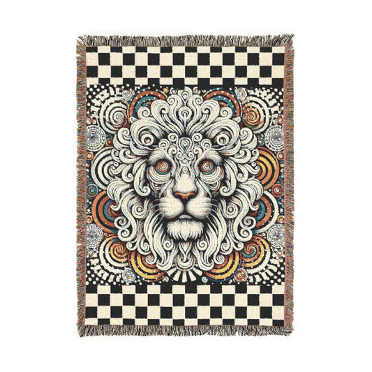 Cosmic Lion – Woven Blanket Artwork / 52’’ × 37’’ Home Decor