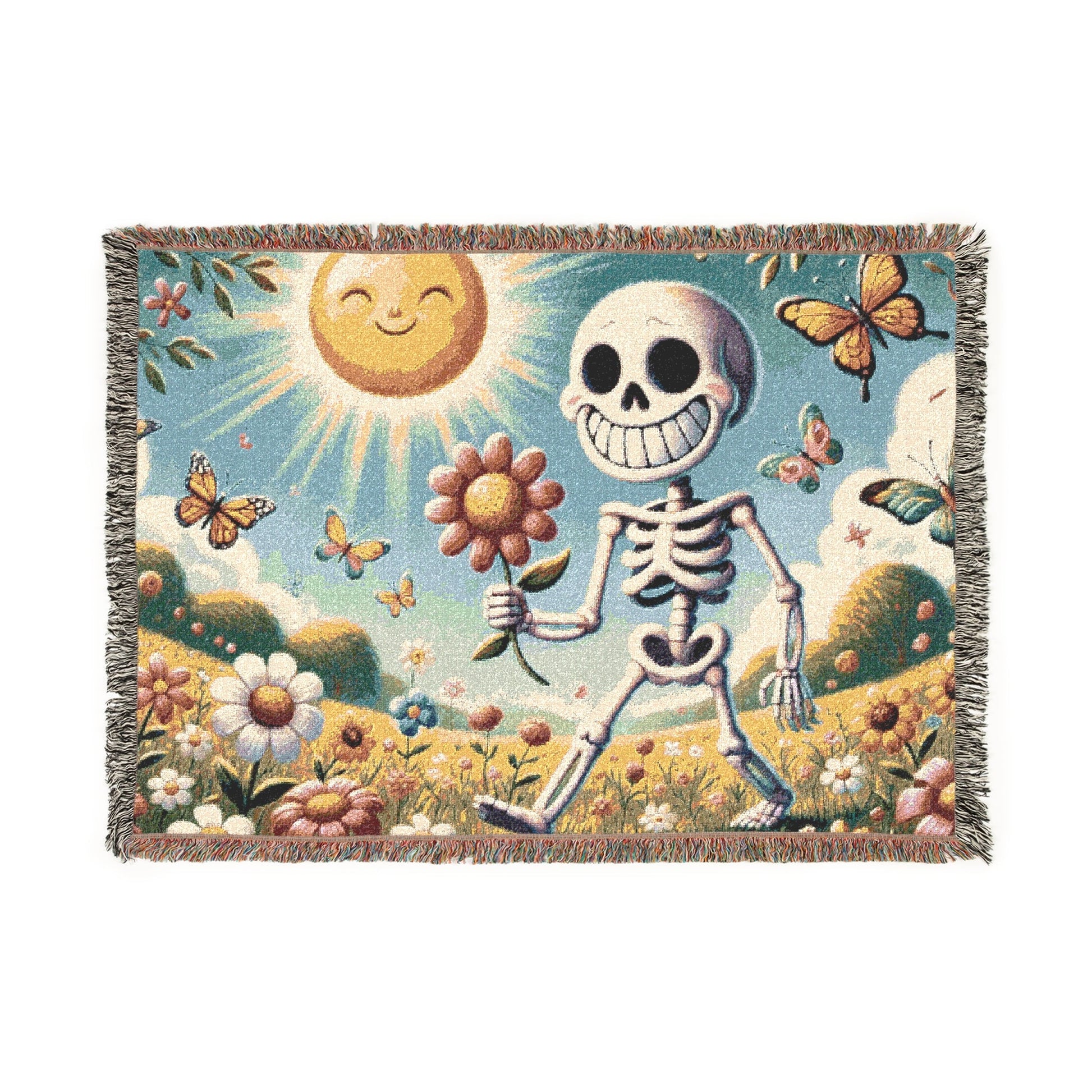 Dancing in the Sun☀️💀 – Woven Blanket Artwork / 52’’ × 37’’ Home Decor