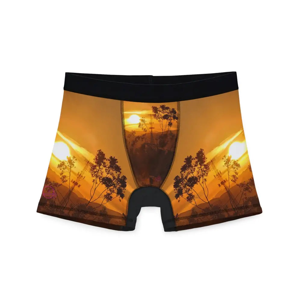 Desert Glow Men’s Designer Boxer Briefs - S / Black stitching - All Over Prints