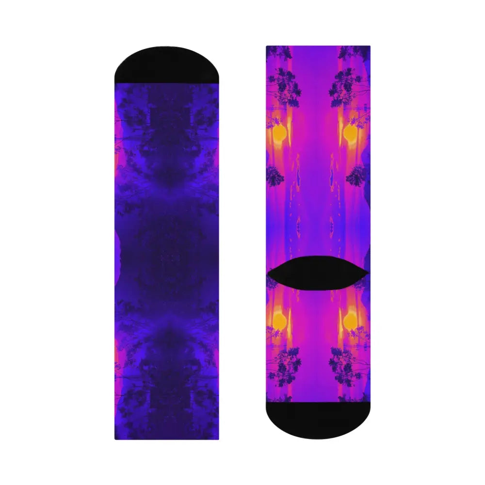 ’Electric Desert’ Technicolor Designer Cushioned Crew Socks - White / One size / 3/4 Crew - All Over Prints