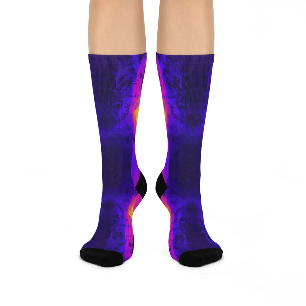 ’Electric Desert’ Technicolor Designer Cushioned Crew Socks - White / One size / 3/4 Crew - All Over Prints