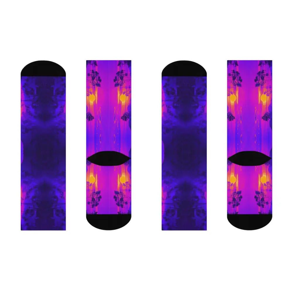 ’Electric Desert’ Technicolor Designer Cushioned Crew Socks - White / One size / 3/4 Crew - All Over Prints